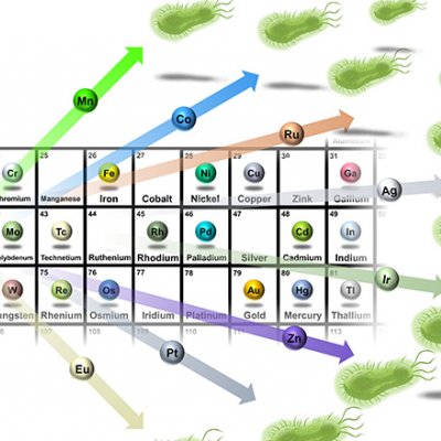 Graphic illustration of chemical elements and bacteria